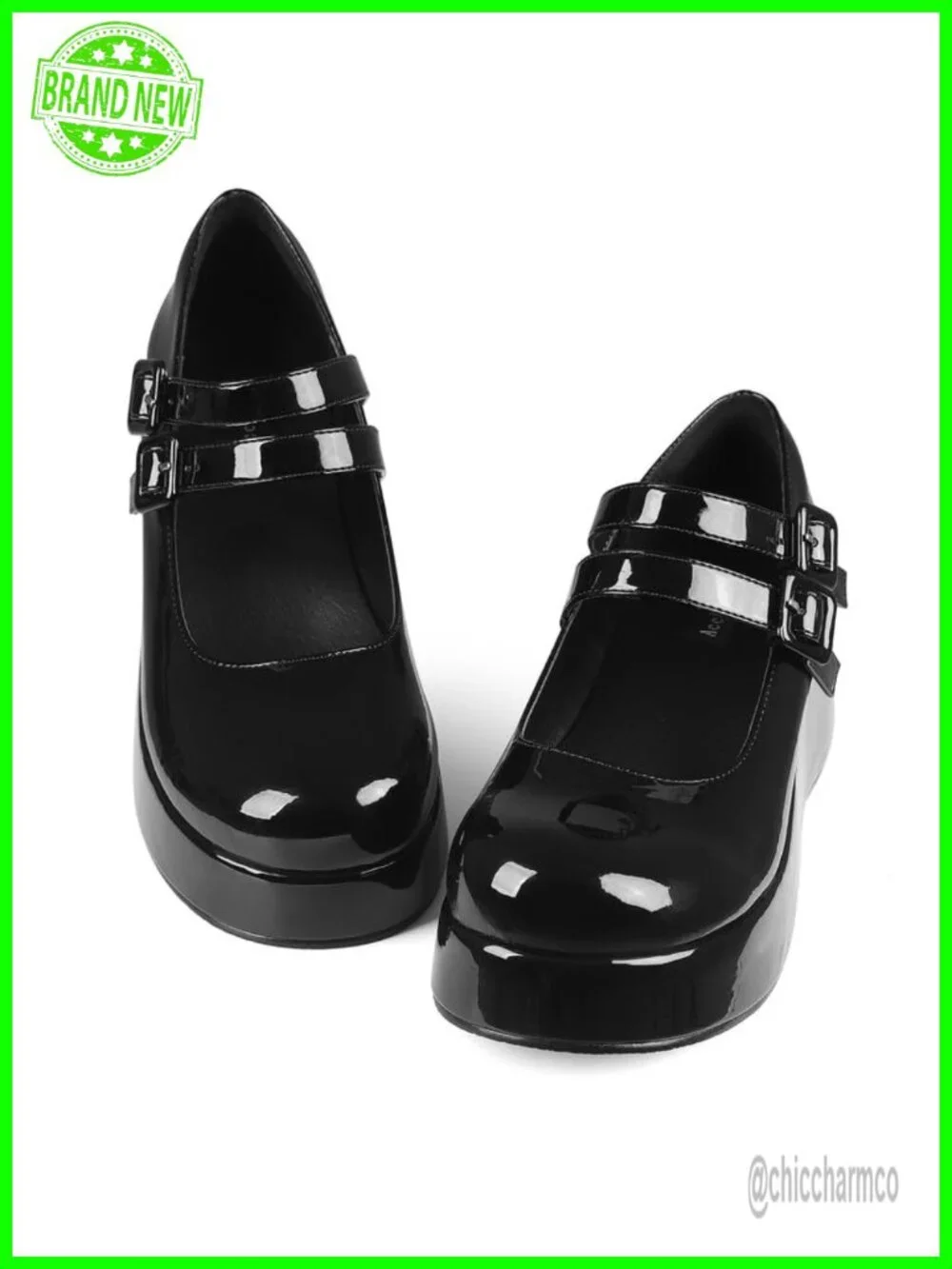 Women's Mary Jane Platform Shoes Chunky Heel Round Toe Vegan Leather